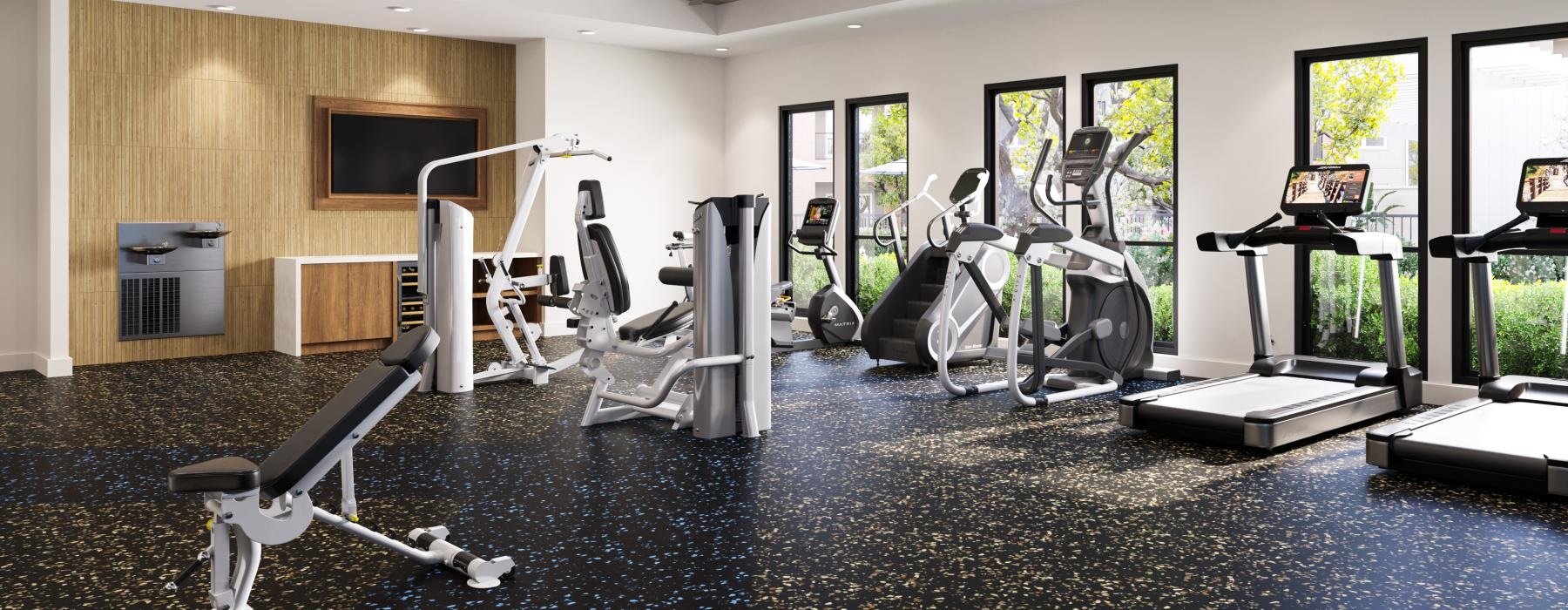 a gym with exercise equipment