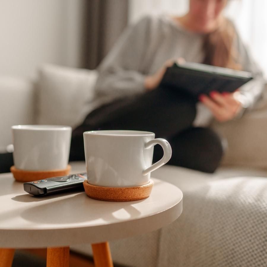 a person sitting on a couch